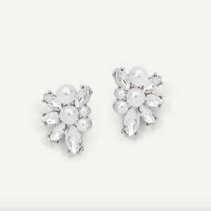 Elegant Silver and White Cluster Earrings